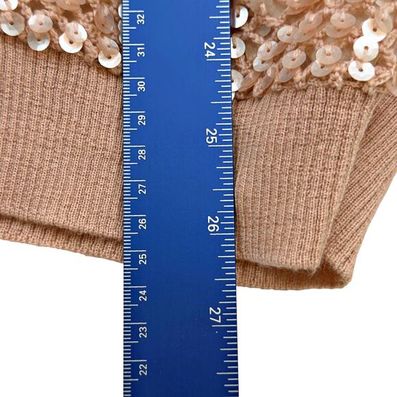 J.Crew Blush Pink Merino Wool Sequin Sweater Cardigan MEDIUM Holiday Preppy - Picture 9 of 9